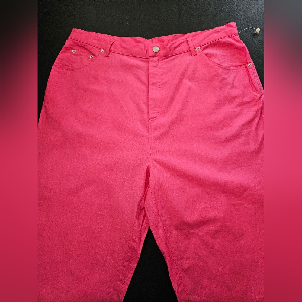 Denim & Co. Linen Blend Hot Pink Capris Pants - Size 20